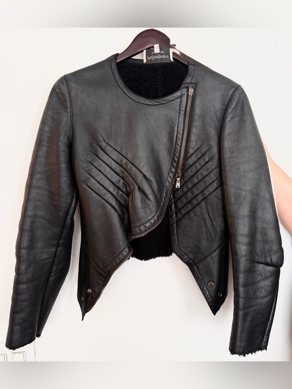 Yves Saint Laurent Black Leather Cropped Zip Jacket